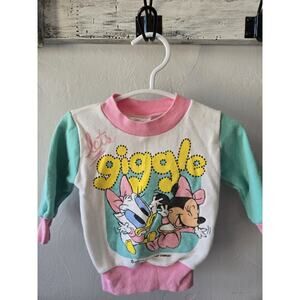 VTG 1984 Walt Disney Babies Minnie Mouse Daisy Duck Sweatshirt Long Sleeve 0-6M